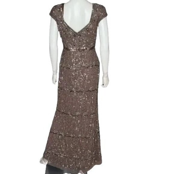 MAC DUGGAL 9089 CAP SLEEVE SWEETHEART NECKLINE BEADED CHARCOAL BROWN GOWN  sz 2‎ - Picture 9 of 10